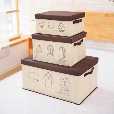 China Viable Clothes Storage Box with Cover Household Wardrobe Storage Box Bin Storage Box Luxury Printing Foldable Organizer for sale