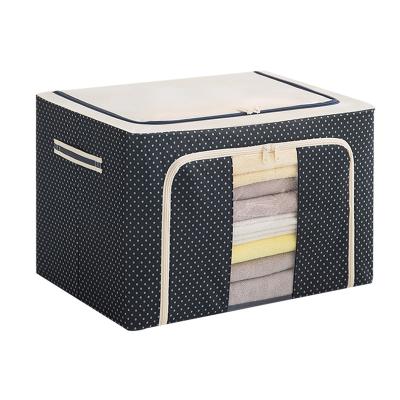 China Viable Foldable Storage Boxes With Window Oxford Cloth Containing Box Quilt Portable Organizer Storage Box for sale