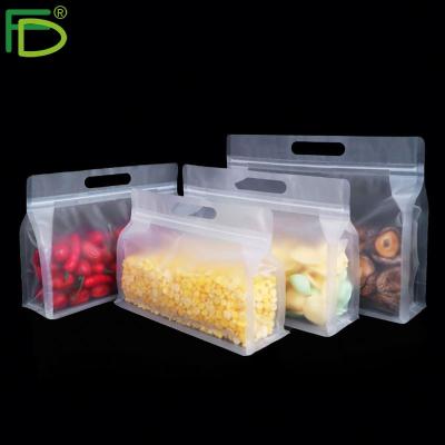 China Recyclable Stand Up Storage Plastic Zipper Poly Food Bags With Handle For Food Packaging for sale