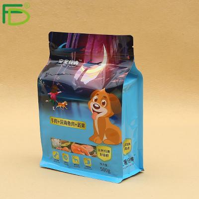 China 500g Recyclable Stand Up Flat Bottom Aluminum Foil Vacuum Food Grade Packaging Bags For Dog Food Packaging for sale