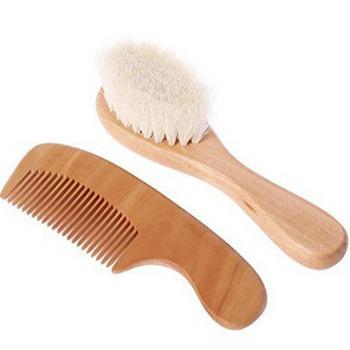 China Mordern Baby Wooden Hair Brush and Comb Set for Newborns and Toddlers | Natural Soft Goat Hair for Crib Hat | The wood stiffens the baby for sale