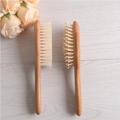 China Mordern Baby Hairbrush and Comb Set for Newborn - Natural Wooden Bamboo Hairbrush with Soft Goat Hair for Crib Hat for sale