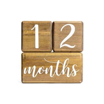 China DIY TOY Premium Solid Wood Age Picture Blocks Perfect Baby Gift Baby Milestone Blocks for sale