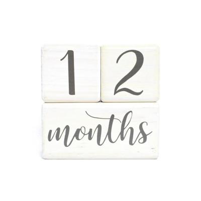 China Best DIY TOY Wood Baby Milestone Blocks Baby Age Photo Props Age Blocks Baby Photography Wooden Props for sale