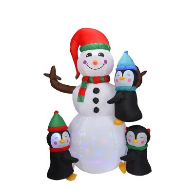 China New Year Indoor Outdoor Christmas Party Decoration Inflatable Christmas Ornament 1.8m Snowman and Penguin with LED Lighting for sale