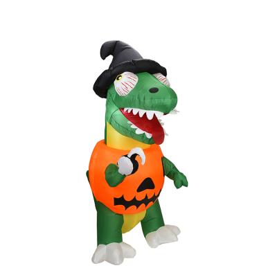 China Inflatable Zombie Dinosaur Party Green Color Cartoon Dinosaur For Halloween LED Lighting Element For Decorate for sale