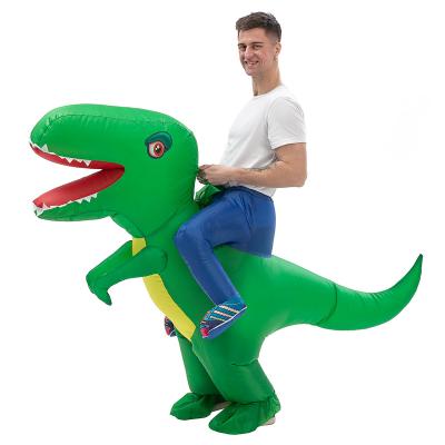 China Green Color Inflatable Dinosaur Holiday Decorations Costume Inflatable Recycling Costume For Adult Size for sale