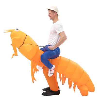 China Holiday Decorations Inflatable Orange Color Large Size Shrimp Form Cosplay Inflatable Costumes Adult Costume For Party for sale