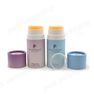 China Recyclable Round Shape Cardboard 50g Perfume Deodorant Stick Packaging Tube With Food Grade Material for sale