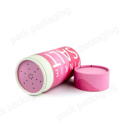 China Recyclable Biodegradable Cardboard Round Paper Shaker Loose Powder Tube Cosmetic Packaging Container With Paper Strainer For Bath Salt for sale