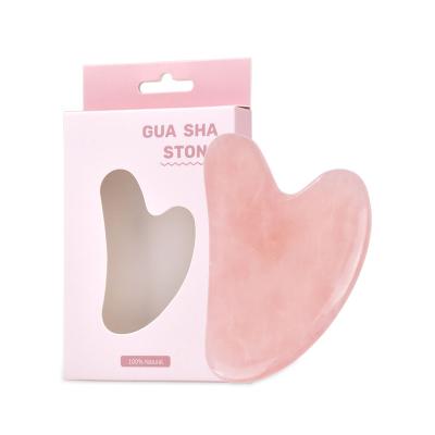 China Face Body Rose Quartz Jade Stone Gua Sha Massage Board Scraping Tool Kit for sale