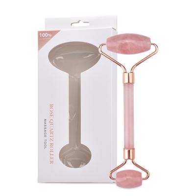 China Rose Stone Rose Quartz Facial Massage Face Jade Nephritis Roller Anti Aging Wholesale Therapy Hand Held for sale