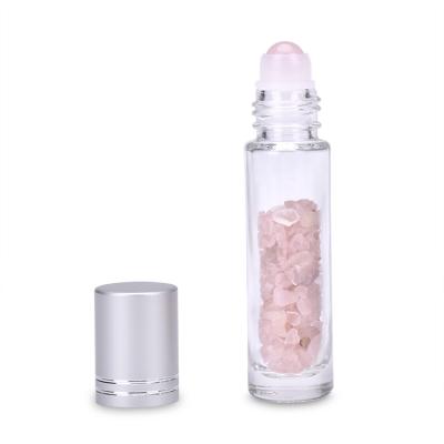 China home salon/beauty/airplane/travel. etc Crystal Roll On Bottles 10ml Vials Travel Containers Massage Roller Bottle With Gemstone Rollerball For Essential Oils for sale