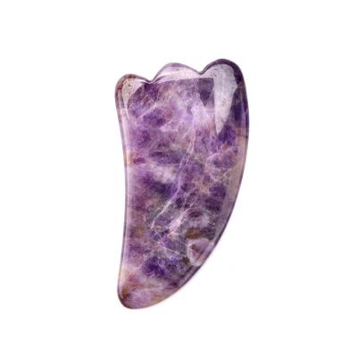 China Body in stock! Handmade Big Face Slimming Body Jade Amethyst Gua Sha Scraping Bian Stone Tool for sale