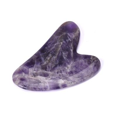 China Body Natural Heart Jade Amethyst Gua Sha Stone Scraping Board for SPA Physiotherapy and Acupuncture for sale