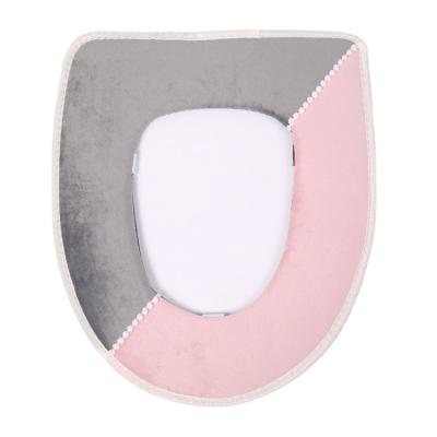 China Custom Colored Soft Toilet Seat Warmer Fabric Bathroom Toilet Seat Pad Sustainable Toilet Seat Covers for sale