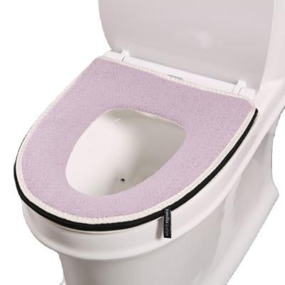 China Toilet Seat Cover Sustainable Over Closestool Mat Washable Bathroom Accessories Knitting Pure Color Soft for sale