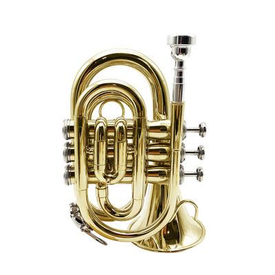 China Gold Lacquer Key Colorful Mini Trumpet Pocket Trumpet Bb TP Wholesale Gold Lacquer for sale