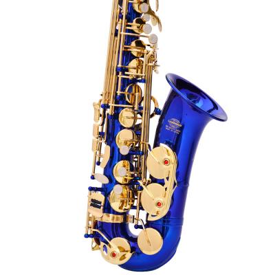 China Professional Sachs Saxophone Entertainment Top Quality Chinese Gold Lacquer Blue Alto Saxophone for sale