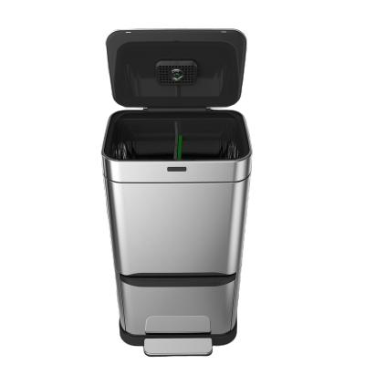 China Viable rectangle/induction sensor and pedals trash can/automatic dustbin office smart trash can/35L+25L for sale