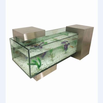 China Viable Aquarium Fish Tank Glass Tank Table With Stainless Steel And Glass Hardware for sale