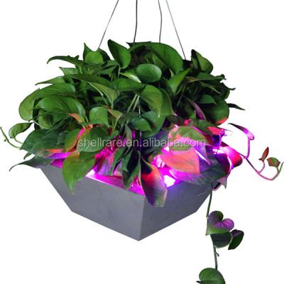 China Modern stainless steel metal flowerpot hanging planter with led light for home&garen decoration for sale