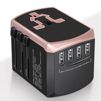 China 4 Ports 4 USB World Travel Plug Adapter Universal Travel Charging Adapter with EU AUS UK US Plugs for sale