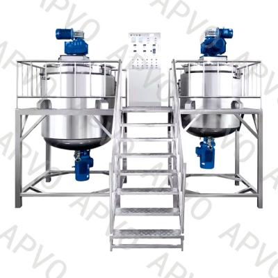 China 3000L Customized Dishwashing Liquid Mixer Machine  With Two Tanks Bottom Homogenizer for sale