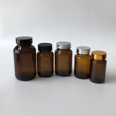 China 60/75/100/120/150/200/250/300/400/500ccAmber Medicine Glass Jar Pharmapac Pharmaceutical Chemical Packaging Bottle for sale