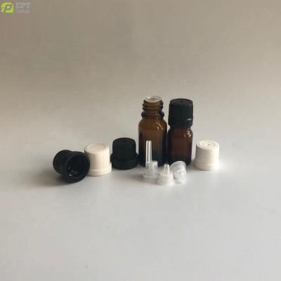 China 5ml 10ml 15ml Dark Brown Amber Glass Euro Dropper Vial Cosmetic Bottle Tamper Evident Cap Orifice Reducer for sale