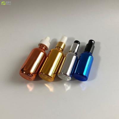 China Order-Friendly 1oz 0.5oz 30ml 15ml 30ml 50ml 100ml Coated Aromatic White Glass Bottle Kid's Rose Gold Oil Resistant Dropper for sale