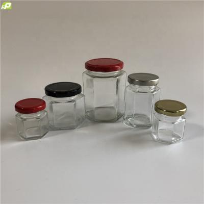 China Factory Price 25ml Food To 1L Clear Flint Round Honey Glass Jar w/black Gold Silver Twist Off Metal Lid for sale