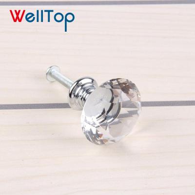 China Modern Simple Durable Crystal Glass Diamond Drawer Knobs Handles Dressing Table VT-01.147 for sale