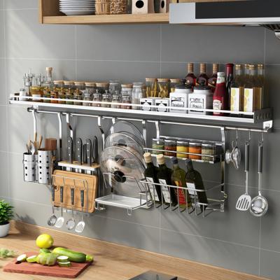 China 304 Stainless Steel Wall Hook Wall Knife Storage Rack Kitchen Shelf Wall Hanging Seasoning Rack Hanging Seasoning Rack WTB-107 for sale