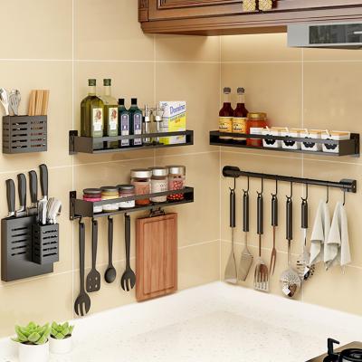 China Wall Mounted Kitchen Shelf Non-Punch Viable Seasoning Supplies Household Knife Storage Rack WTB-108 for sale