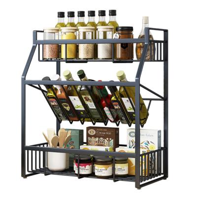 China Kitchen Viable Condiment Shelf Countertop Kitchen Supplies Multilayer Seasoning Bottle Storage Condiment Shelf WTB-024 for sale