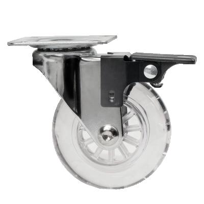 China Modern 2inch 3 Inch Transparent Caster For Cart and Swivel Fixed Brake Dining Table Car Available Casters for sale