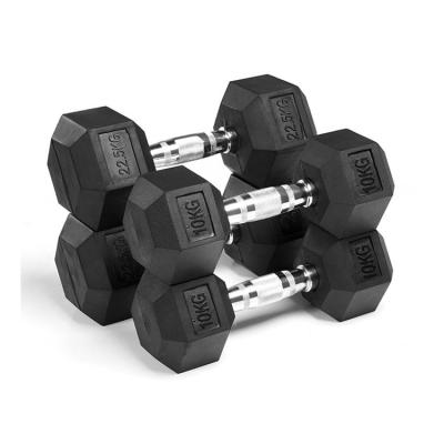 China Home Use Factory Cast Iron Dumbbell Gym Equipment Hexagonal Rubber Coated Men And Women Plating Small Dumbbells Can Be Customized for sale