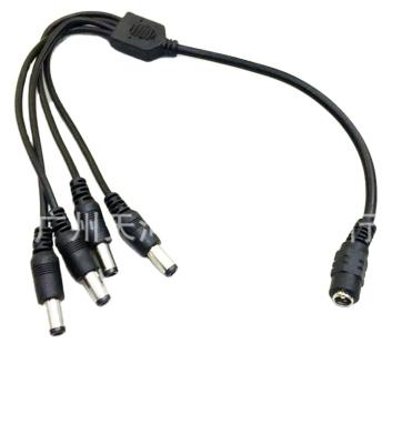 China CCTV Customized 1 Male to 4 Female 5.5mm x 2.1mm 32cm DC Power Splitter Cables for CCTV Security Cameras for sale