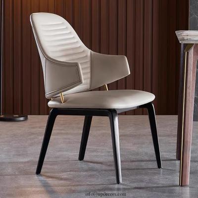 China (Others) Simple Design Armchair Metal Chair Adjustable French Luxury Modern PU Fabric Dining Chairs for sale