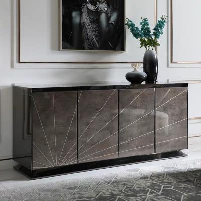 China Modern Home Furniture Adjustable High Gloss Sideboard Wooden Dining Cabinet (Height) for sale