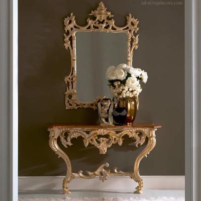 China Italian Wall Mounted Console and Conosle Adjustable Baroque Classic Table Mirror (Height) for sale