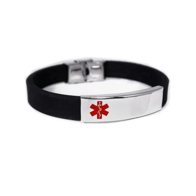 China CLASSIC Silicon Medical Band Medical ID Alert Symbol Bracelet for sale