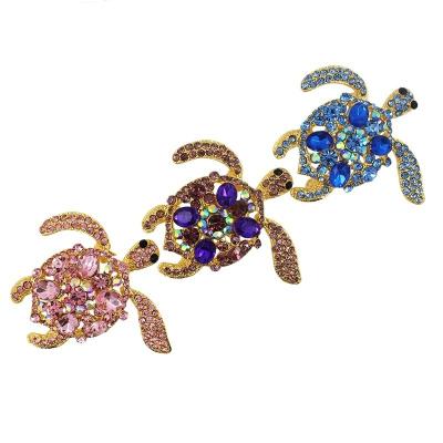 China European and American style cute turtle brooch diamond-studded ALLOY new Amazon turtle brooch for sale