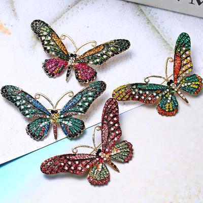 China New Style ALLOY Big Butterfly Brooch Dot Alloy Full Diamond Animal Clothes Exquisite Corsage for sale