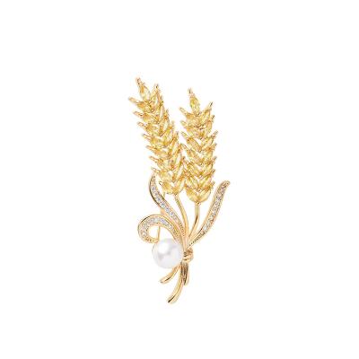 China Exquisite temperament unisex gold corsage brooch ear wheat suit sweater pin wholesale for sale