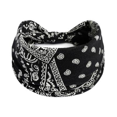 China Fashion Boho Flower Print Women's Headwear Stretch Bandana Headband Printed Paisley Leopard Hair Accessories for sale