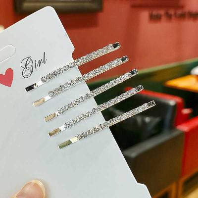 China New ALLOY hairpin rhinestone side clip girl word clip hits clip headdress female for sale