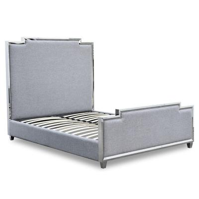 China Contemporary Fashion King Size Queen Size Luxury Bed with Stainless Steel Frame PU Canvas Cover and Eco-friendly Wooden Skeleton for Bedroom for sale