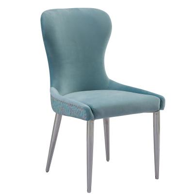 China Elegant Design Stainless Steel PU Fabric + Velvet High Back Dining Chair With Legs And Stainless Steel Velvet PU Upholstery For Hall Restaurant Hotel OEM to eat for sale